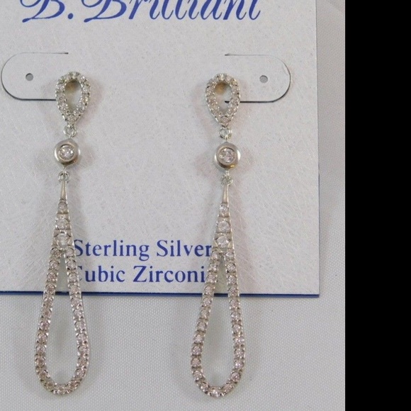 BRILLIANT STERLING SILVER PAVE TEARDROP EARRINGS - Picture 5 of 5